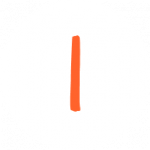 This image shows a white circle with an orange handwritten-style number one in the center.