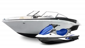 sleek motorboat and a sporty jet ski are displayed side by side - Dirt Legal A sleek motorboat and a sporty jet ski are displayed side by side, showcasing two fun ways to enjoy time on the water.
