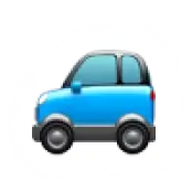 Blue cartoon car icon on a white background