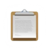 Clipboard with a sheet of paper icon, used as a UI button