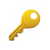 Yellow key with a round head, viewed at an angle